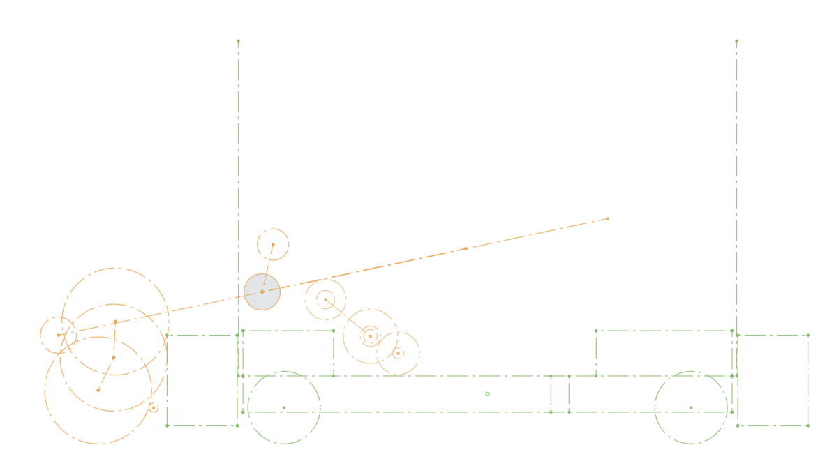 OnShape layout sketch of the rack and pinion intake